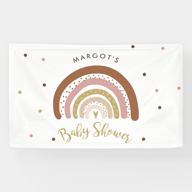 Lona Bienvenida del arcoiris en Baby Shower silenciado  (Horizontal)
