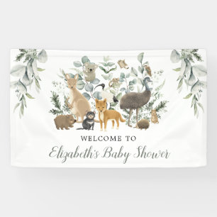 Lona Bienvenida del bebé neutral de los animales salvaj
