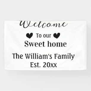 Lona Bienvenida dulce hogar agregar nombre de familia a