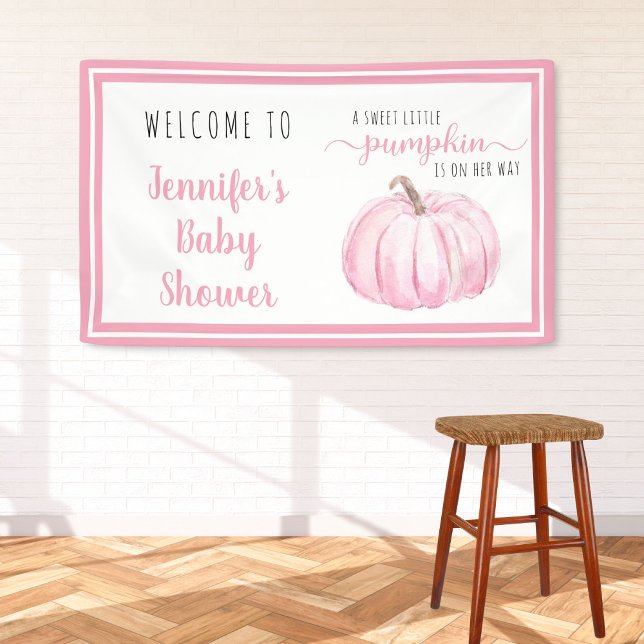 Lona Bienvenida Dulce Rosa Pequeño Calabaza Baby Shower (Subido por el creador)