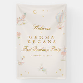 Lona bienvenida elegante chica rosa de cuento de hadas 