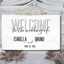 Lona Bienvenida elegante en blanco y negro Boda