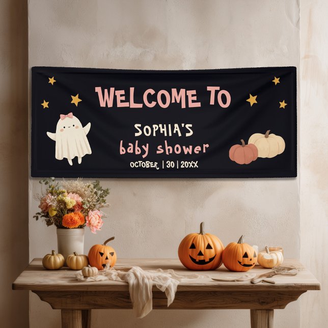 Lona Bienvenida en Baby Shower al pequeño Chica de Boo  (Subido por el creador)