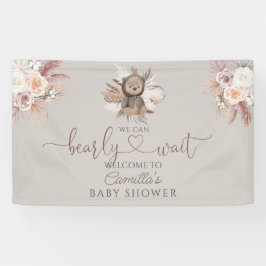 Lona Bienvenida en Baby Shower de Boho Teddy Bear