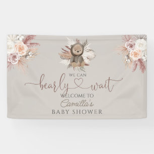 Lona Bienvenida en Baby Shower de Boho Teddy Bear