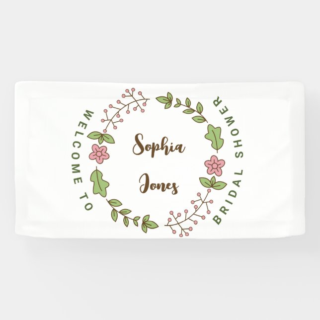 Lona Bienvenida en la Despedida de Soltera con Hojas Ve (Horizontal)