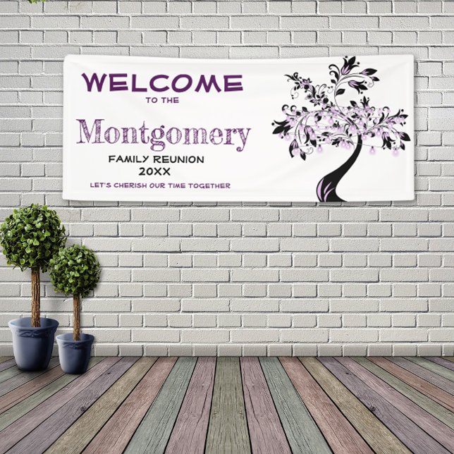 Lona Bienvenida Familia Reunión Moderna Árbol Púrpura (Subido por el creador)