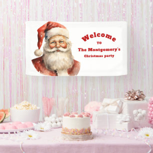 Lona Bienvenida Fiesta de Navidades Retro Santa Claus