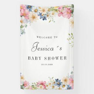 Lona ¡Bienvenida! Flor silvestre, Baby Shower