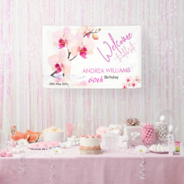 Lona Bienvenida Flores Orquídeas Florecer 60 cumpleaños