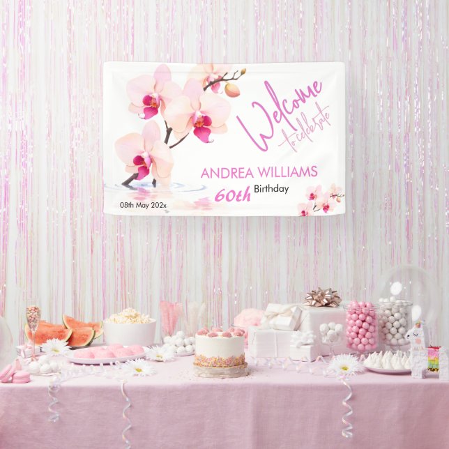 Lona Bienvenida Flores Orquídeas Florecer 60 cumpleaños (Fiesta)