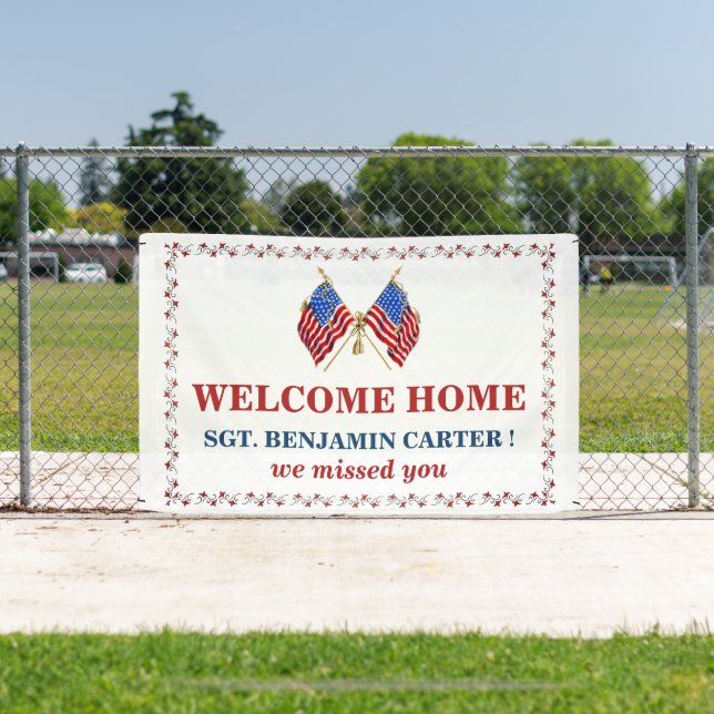 Lona Bienvenida Hogar Bandera de Estados Unidos Ejércit (in situ)