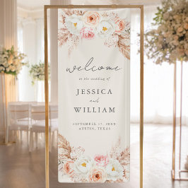 Lona Bienvenida Minimalista Boho a la Boda Floral de Ot