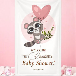 Lona Bienvenida minimalista Cute Raccoon en Baby Shower