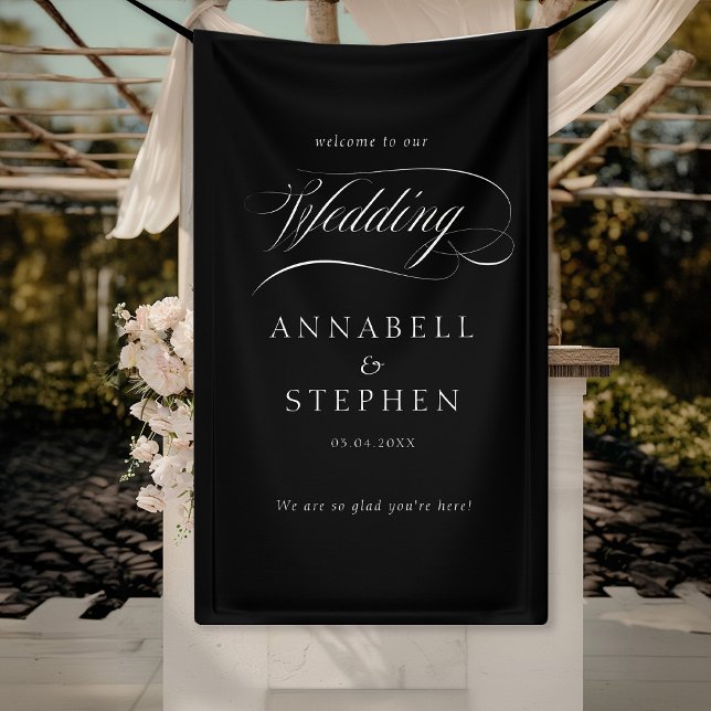 Lona ¡Bienvenida! Moderno, caligrafía, Boda (Subido por el creador)