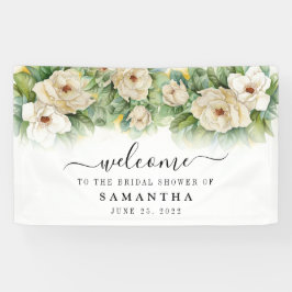 Lona Bienvenida Nombre de Magnolia Blanca Floral para D