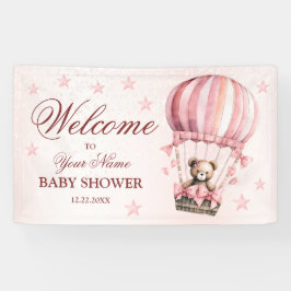 Lona Bienvenida Osito de peluche rosa caliente globo ae