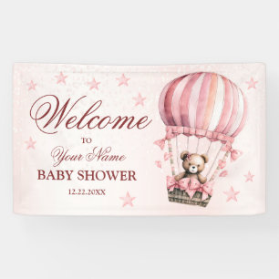 Lona Bienvenida Osito de peluche rosa caliente globo ae