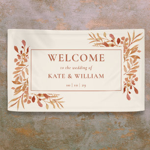 Lona Bienvenida otoño rústico boda follaje