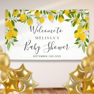 Lona Bienvenida para Baby Shower de Limones y Verdor