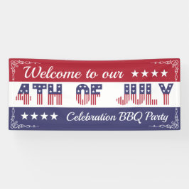 Lona Bienvenida personalizable 4 de Julio Estrellas y R