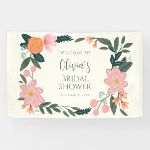 Lona Bienvenida personalizada a la ducha nupcial floral