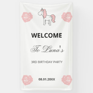 Lona Bienvenida personalizada Cumpleaños de Unicornio R