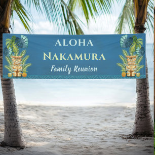 Lona Bienvenida Personalizada de Aloha Reunión Familiar