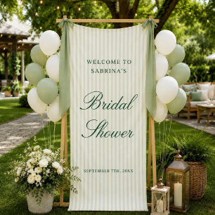 Lona Bienvenida personalizada de boda con franja verde 
