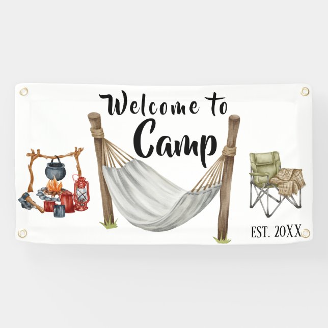 Lona Bienvenida personalizada de campamento (Horizontal)
