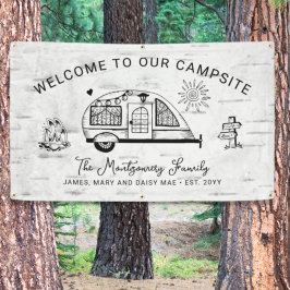Lona Bienvenida Personalizada de Camping Rústico