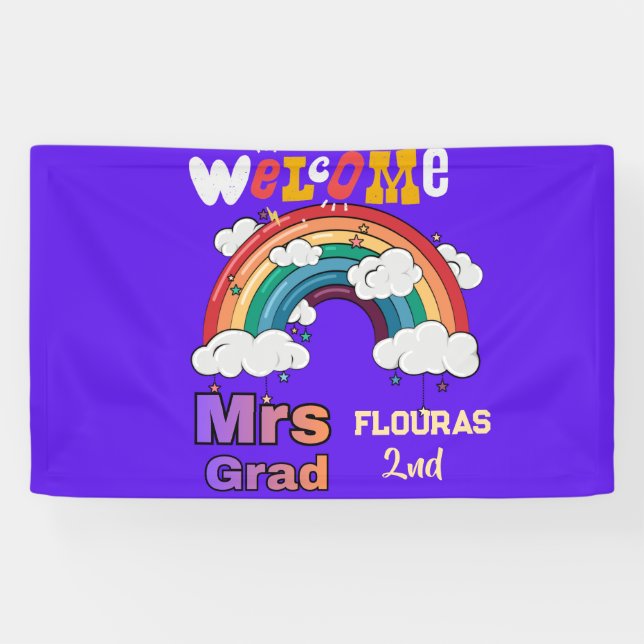 Lona Bienvenida Personalizada del Profesor Arcoíris Señ (Horizontal)