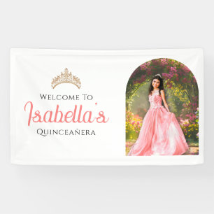 Lona Bienvenida Personalizada Elegante Cumpleaños 15 Qu