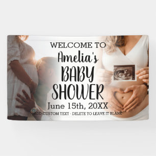 Lona Bienvenida personalizada para baby shower con 2 fo