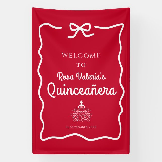 Lona Bienvenida Red Quinceañera (Vertical)