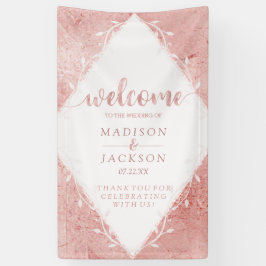 Lona Bienvenida Rosa Boda de Relieve metalizado metálic