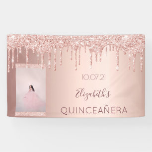 Lona Bienvenida rosa de fotografía fiesta de Quinceaner