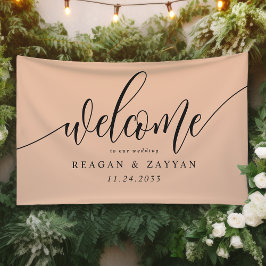 Lona Bienvenida Simple de Boda con Caligrafía de Meloco