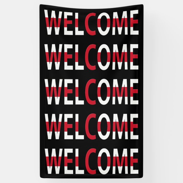 Lona Bienvenida sobre la bandera de Inglaterra (v) bnrc (Vertical)