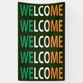 Lona Bienvenida sobre la bandera irlandesa (v) bnrt