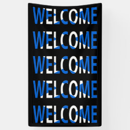 Lona Bienvenida superpuesta en el banco de la bandera e