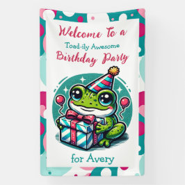 Lona Bienvenida temática de la Rana de Cumpleaños Perso