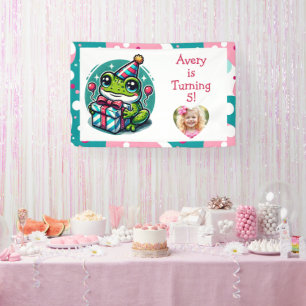 Lona Bienvenida temática de la Rana de Cumpleaños Perso