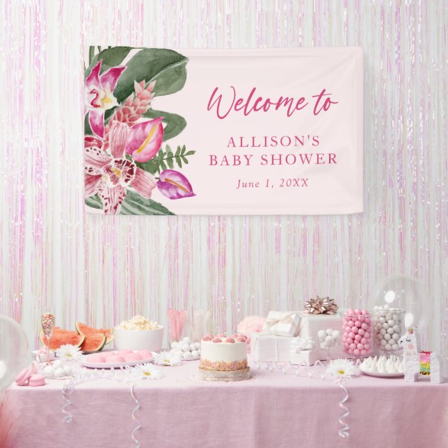 Lona Bienvenida tropical Baby Shower (Fiesta)