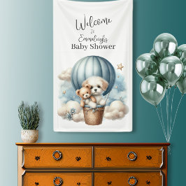 Lona Bienvenida vertical Baby Shower con globo de avent