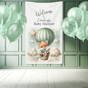 Lona Bienvenida vertical para baby shower de aventuras 