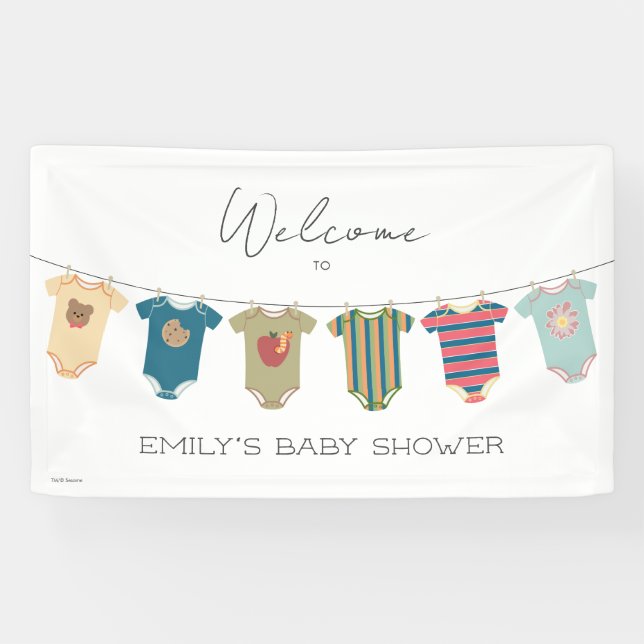 Lona Bienvenido a Baby Shower de Sesame Pals Bodysuit (Horizontal)