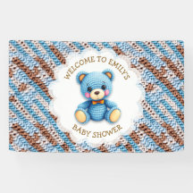 Bienvenido a Baby Shower | Oso de peluche al croch