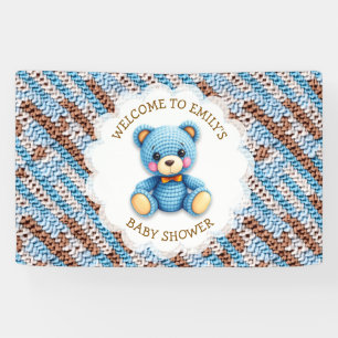 Lona Bienvenido a Baby Shower   Oso de peluche al croch