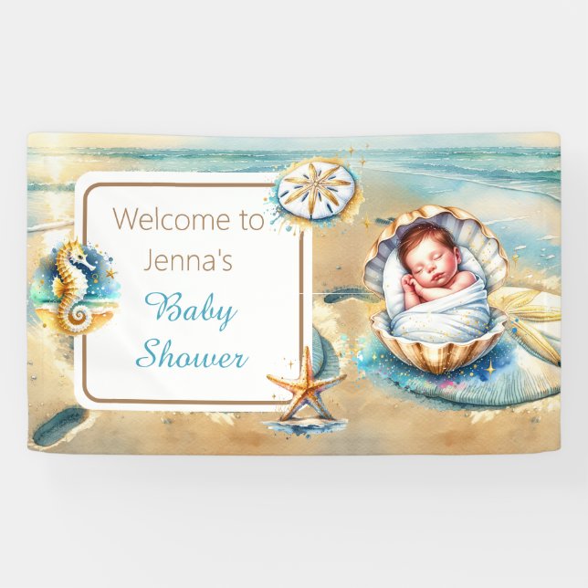 Lona Bienvenido a Baby Shower personalizado (Horizontal)
